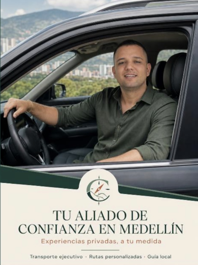 Carlos Cárdenas conduciendo, transporte privado en Medellín